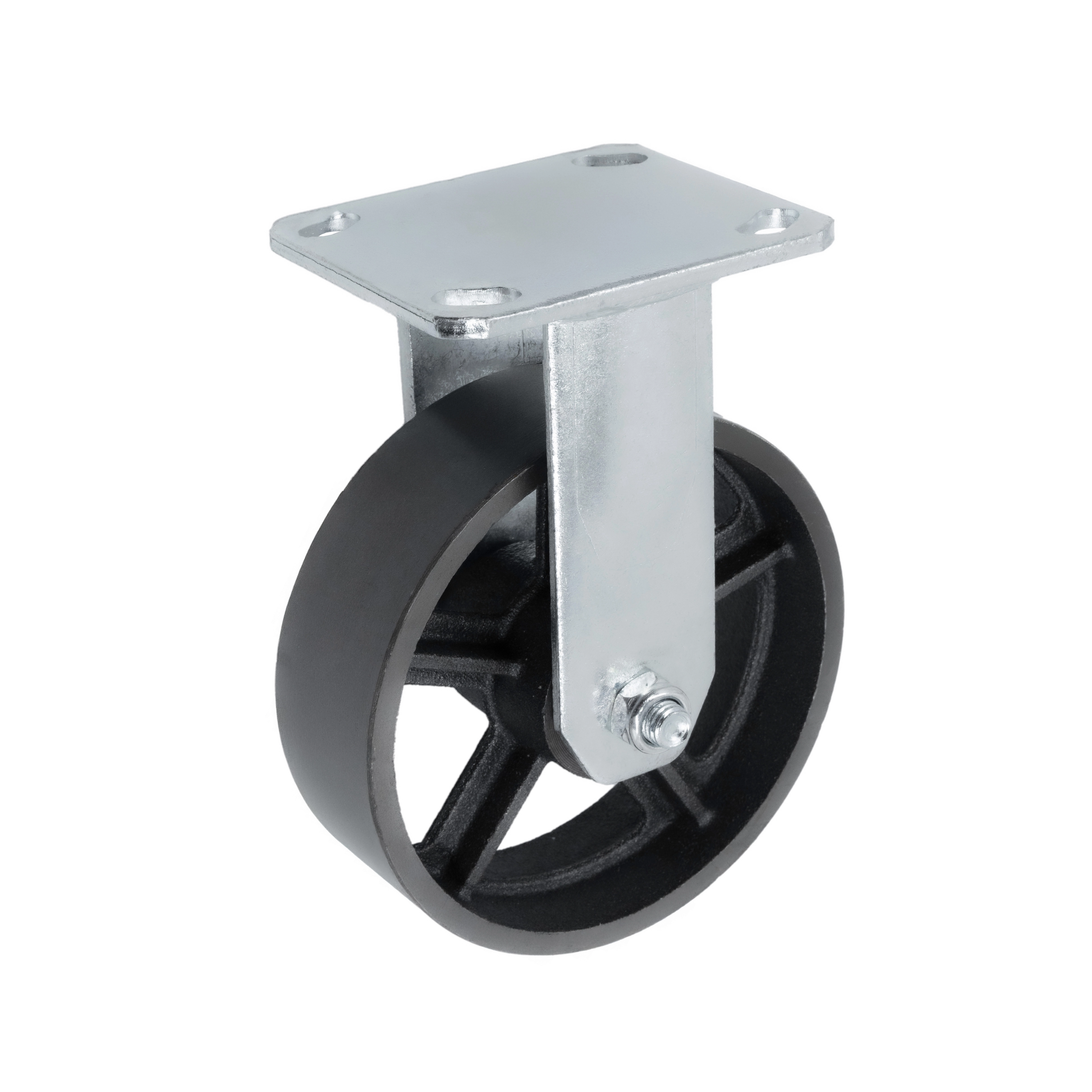 FCs 63 - Большегрузное чугунное колесо без резины 150 мм (неповорот., площадка, темн. обод.)