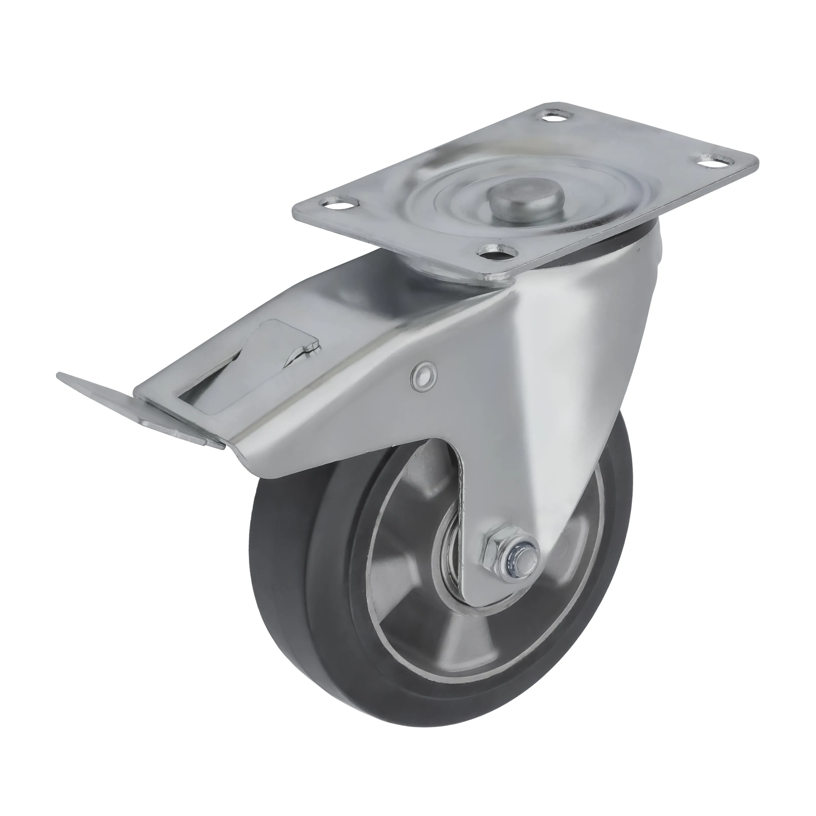 SCDLb 80 EU - Большегрузное колесо с алюминиевым ободом 200 мм (поворот., тормоз, площадка, черная резина, шарикоподш.)